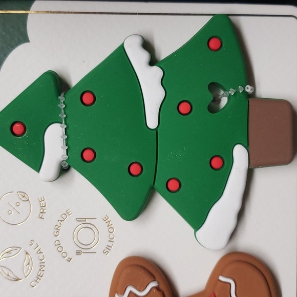 Modern Baby NWT Gingerbread Man and Christmas Tree Silicone Teether Set - Picture 4 of 5